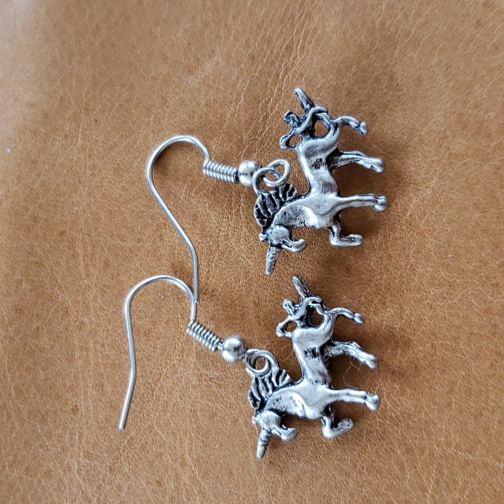 Unicorn silver earrings